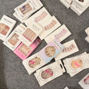 Lot of 18 Assorted Press-on Nail Tips Sets Medium Length Almond Shape